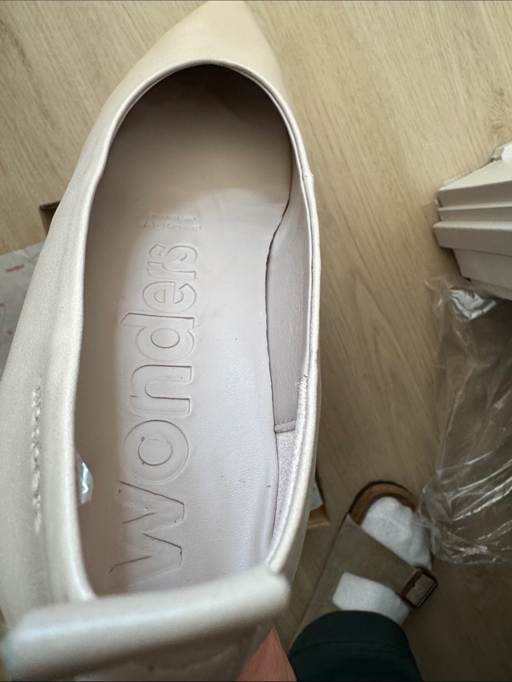 Women's Beige Pointed-Toe Low Kitten Heels - Picture 7 of 8